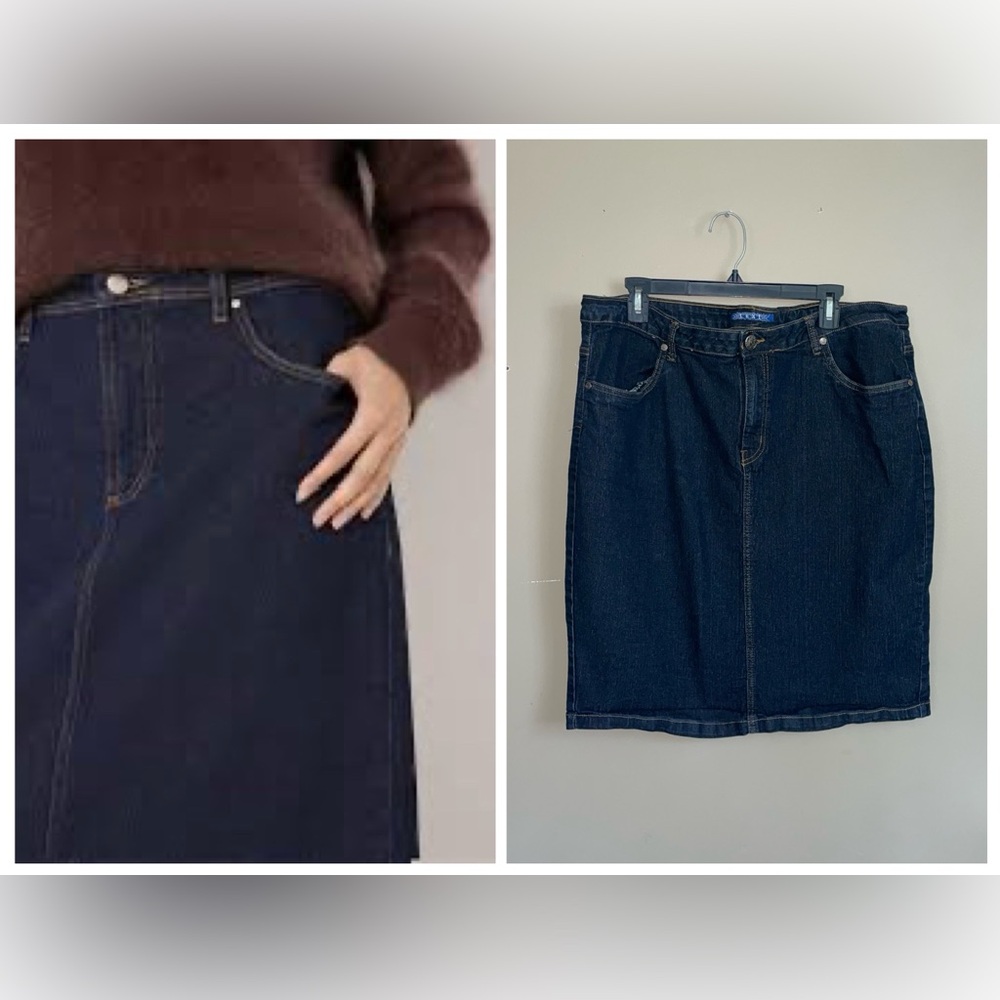 Lexi Jeans women’s dark blue modest denim jean skirt size 20